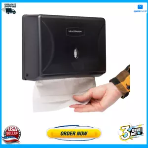 Hand Paper Towel Dispenser Wall Mount Touchless Commercial Folded Bathroom Black - Picture 1 of 8