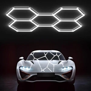 Hexagon Garage LED Light 5 Grid For Basement/Car Wash/Car Detailing/Gym/Shop - Picture 1 of 11