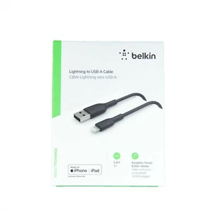 BELKIN BOOST CHARGE LIGHTNING TO USB-A CABLE MFI-CERTIFIED 1M BLACK CAA001BT1MBK - Picture 1 of 3