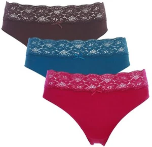 3 x Nina von C. Bikinislip Slip Ropa interior floral borde monocolor - Imagen 1 de 2