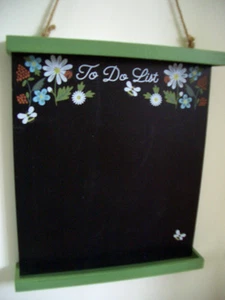 *GISELA GRAHAM*Memoboard*Tafel*Holz*Hängedeko*Garden&Flower*TO DO List*28,5cm - Bild 1 von 4