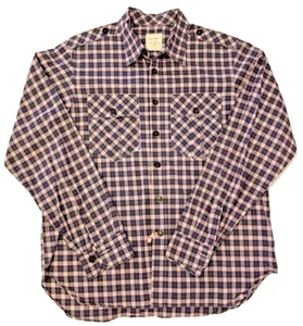 Billy Reid Italian Dress Shirt Men's XL Blue Tartan Plaid Button-Up 2 Pocket - Picture 1 of 15