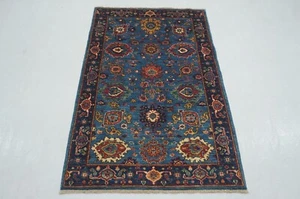 3 x 5 ft Dark Blue Bidjar Oriental Afghan Hand Knotted Traditional Area Rug - Picture 1 of 13