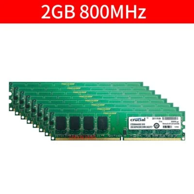 Crucial 16GB 8x 2GB 1GB PC2-6400U DDR2 800MHz 1.8V Computer Desktop Memory LOT - Image 1 of 4