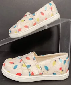 Toms Shoes Christmas Lights Toddler size 6 Tiny Belmont Colorful Holiday - Picture 1 of 9