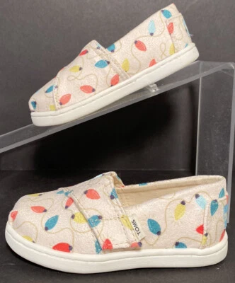 Toms Shoes Christmas Lights Toddler size 6 Tiny Belmont Colorful Holiday - Image 1 of 4