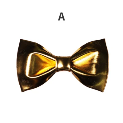 Men Formal PU Leather Gold Pre-Tied Bow Tie Adjustable Bowtie Tuxedo Wedding Tie - Изображение 1 из 4
