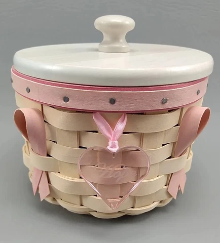Longaberger 2006 Horizon of Hope Basket with Lid, Liner, Protector, and Tie-on Cover