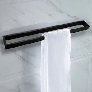 800mm Towel Rack Rail Single Square Stainless Steel 304 Wall Mounted Black Bath - Picture 1 of 7