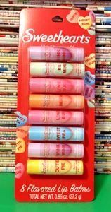 SWEETHEARTS LIP BALM CHAP STICKS CONVERSATION HEARTS GRAPE CHERRY 8 FLAVORS NEW - Picture 1 of 2