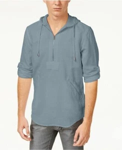 INC International Concepts Men's Half-Zip Linen-Blend Hoodie, Lightning Gr, XL - Picture 1 of 1