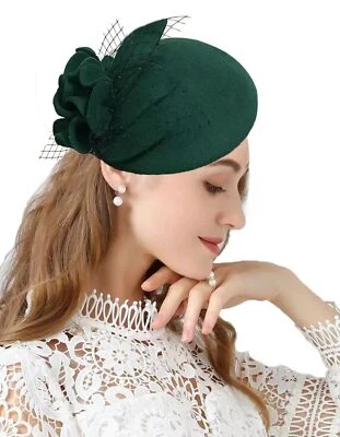 Sombrero Pastillero Estilo Británico Mujeres Iglesia Boda Invierno Vintage Fascinator Bere... Foto 1 de 4