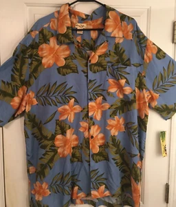 Panama Jack Blue Hawaiian Tropical Floral Shirt Rayon Button Up Short Slv Sz XXL - Picture 1 of 7