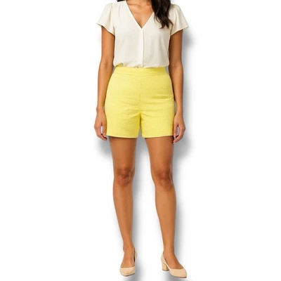 NWT Nanette Lepore Yellow White Gingham Dress Shorts - Size Large - Image 1 of 4
