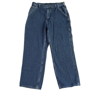 Pantalones de mezclilla Carhartt sueltos rectos azul carpintero para hombre 32 - Imagen 1 de 14
