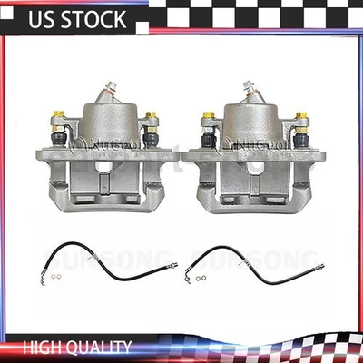 4x Front Car Brake Calipers with Brake Hose Line Fits 2001 2002 2003 Toyota RAV4 - Image 1 of 4