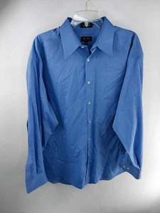 Axcess A Claiborne Company einfarbiges blaues langärmliges Herrenhemd mit Knopfleiste 17, 34-35 - Bild 1 von 4