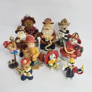 Feuerwehrmann Figur 10 Stück Ornamente Bär Hund Weihnachtsmann Schneemann Katze Kind Deko - Bild 1 von 14