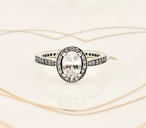 New Genuine Authentic Pandora Vintage Elegance Halo Oval Ring 191017CZ-50 UK K - Picture 1 of 8