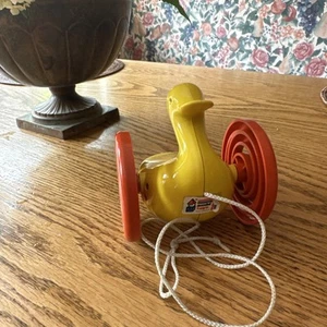 Vintage Ambi Toys Baby Kids Yellow Duck With Pulling String Toy Makes Sound Cute - Picture 1 of 5