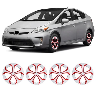 15" White Red Wheel Covers Hub Caps 4PCS For 2010-2015 TOYOTA PRIUS Alloy Wheel Foto 1 de 4