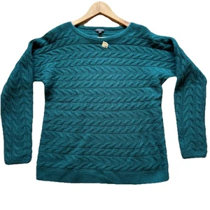 Talbots Merino wool/cashmere blend sweater in green, size L, pullover round neck - Picture 1 of 7
