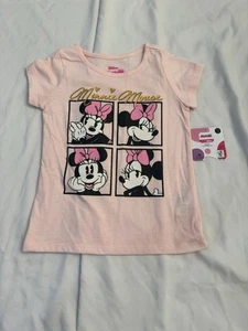 Disney Minnie Mouse Pink Short Sleeve Tee Shirt, Girls Size 5 Lightweight NWT - Picture 1 of 7