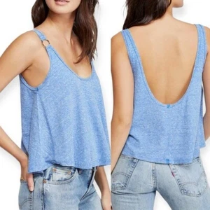 🌻NEW w/tags) FREE PEOPLE We The Free Blue Carly Tank Top Size Medium - Picture 1 of 12