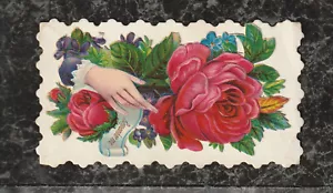 Victorian Hidden Name Calling Card Remember Me Red Rose Borgia C Burman 4x2.25 - Picture 1 of 2
