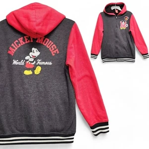 Disney Mickey Mouse Varsity Jacket Youth Kids XL Sherpa Lined Hooded Full Zip - Picture 1 of 14