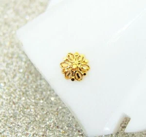 22k Gold Plated Screw Back Nose Pin Indian Ethnic Nose Ring Christmas Day Gift - Picture 1 of 5