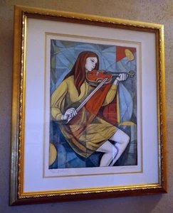 Irving Amen "Violin" Hand Signed Limited Edition Lithograph Litho Auto Art Music - Picture 1 of 6