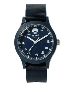 BEAMS JAPAN Original Japanese Kanji Numeral Watch Unisex Navy Blue Mt Fuji Logo - Picture 1 of 6