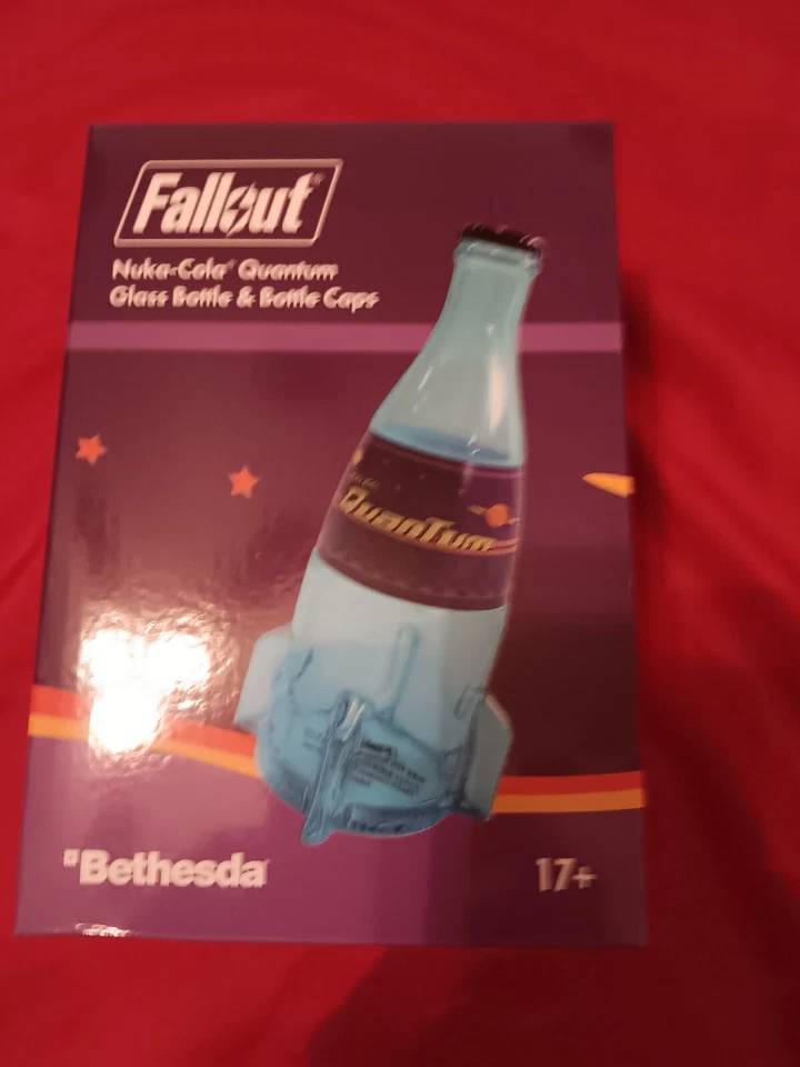 BETHESDA Brand NEW Unopened Official Fallout Nuka Cola Quantum Glass Bottle with 10 Caps