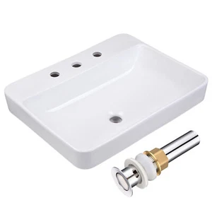 Aquaterior Bathroom Ceramic Sink Vanity Basin w/Drain AQT0140 - Picture 1 of 12