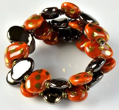 NOVA-Pulseira de joias da moda pintada à mão com miçangas Kazuri África (KJB-50008) - Imagem 1 de 2