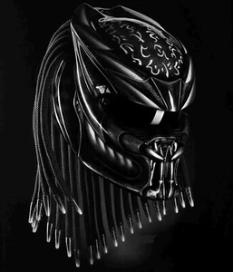 Predator Motorcycle Helmet Custom Had-Painted Fire White S - 2XL - Picture 1 of 3