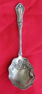 Rockford Silver Plate Rosemary 9" Scalloped Serving Spoon Silverplate Roses - Picture 1 of 10