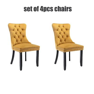 Juego de 2 sillas de comedor de cocina modernas tapizadas con respaldo alto para comedor patas de madera Foto 1 de 4