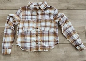 Wallflower Fleece Flannel Button Up Crop Shirt Women’s Medium Plaid Country Top - Bild 1 von 10