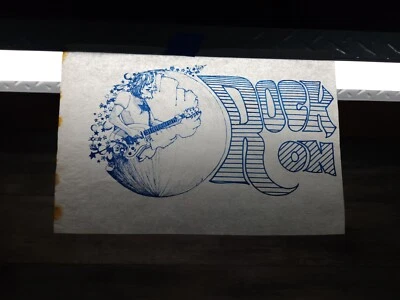 Original Vintage 70s Psychedelic Guitar Rock N Roll Rock On Iron On Transfer - Image 1 of 4