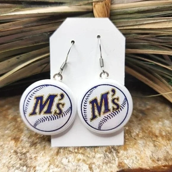 Seattle Mariners Earrings Retro Logo Pro Baseball Souvenir Game Day Accessories - Image 1 of 1