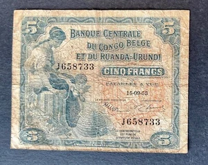 Congo Belge  et Ruanda-Urundi   - Joli Billet de 5 Francs du 15-09-1953 - Picture 1 of 2