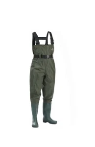 Hisea chest waders rubber bootfoot Nylon Pvc 2-play fishing hunting waders green - Picture 1 of 8