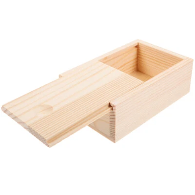 Small Wooden Storage Box Container Empty Gift Box Wood Box with Sliding Lid - Image 1 of 4
