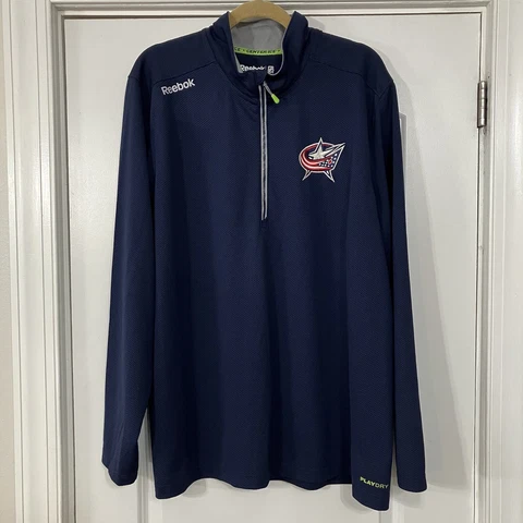 Reebok Columbus Blue Jackets Sweater Men’s 2XL 1/4 Zip Pullover Center Ice NHL Cover
