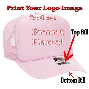 SOFT PINK Trucker Hat Custom Printing HERE Logos Images Pictures Personalized - Picture 1 of 2