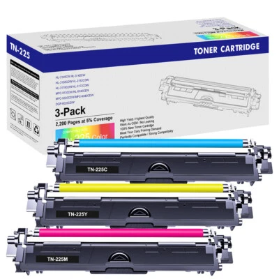 3-PK Color TN225 Toner Compatible With Brother MFC-9340CDW HL-3140CW HL-3170CDW - Image 1 of 4