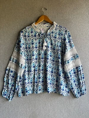 Blusa Stella Parker Para Mujer 2XL Floral Crochet Manga Globo Boho Campesina Artística Foto 1 de 4