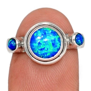 Lab Grown Fire Opal 925 Sterling Silver Ring Jewelry s.7 CR74656 - Picture 1 of 1